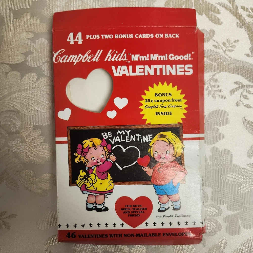 Vintage 1989 Campbells Kids Valentines Lot Of 18 Valentines + 2 Extras On Box